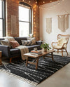Tranquil Tides Shag Collection Area Rug -  Frost Rectangle Black and White  lifestyle 27