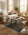 Tulum Trellis Collection Area Rug - Shoreline Rectangle Black  lifestyle 10