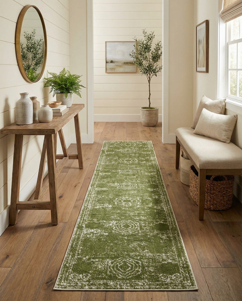 Dover Terrace Collection Area Rug -  Lagoon (Green) Runner Green  lifestyle 49