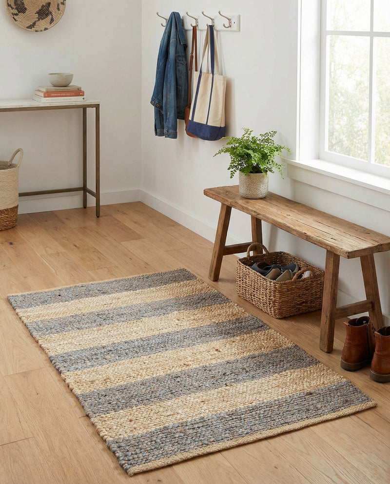 Woven Seaside Jute Collection Area Rug - Nantucket Rectangle Gray Ivory  lifestyle 42