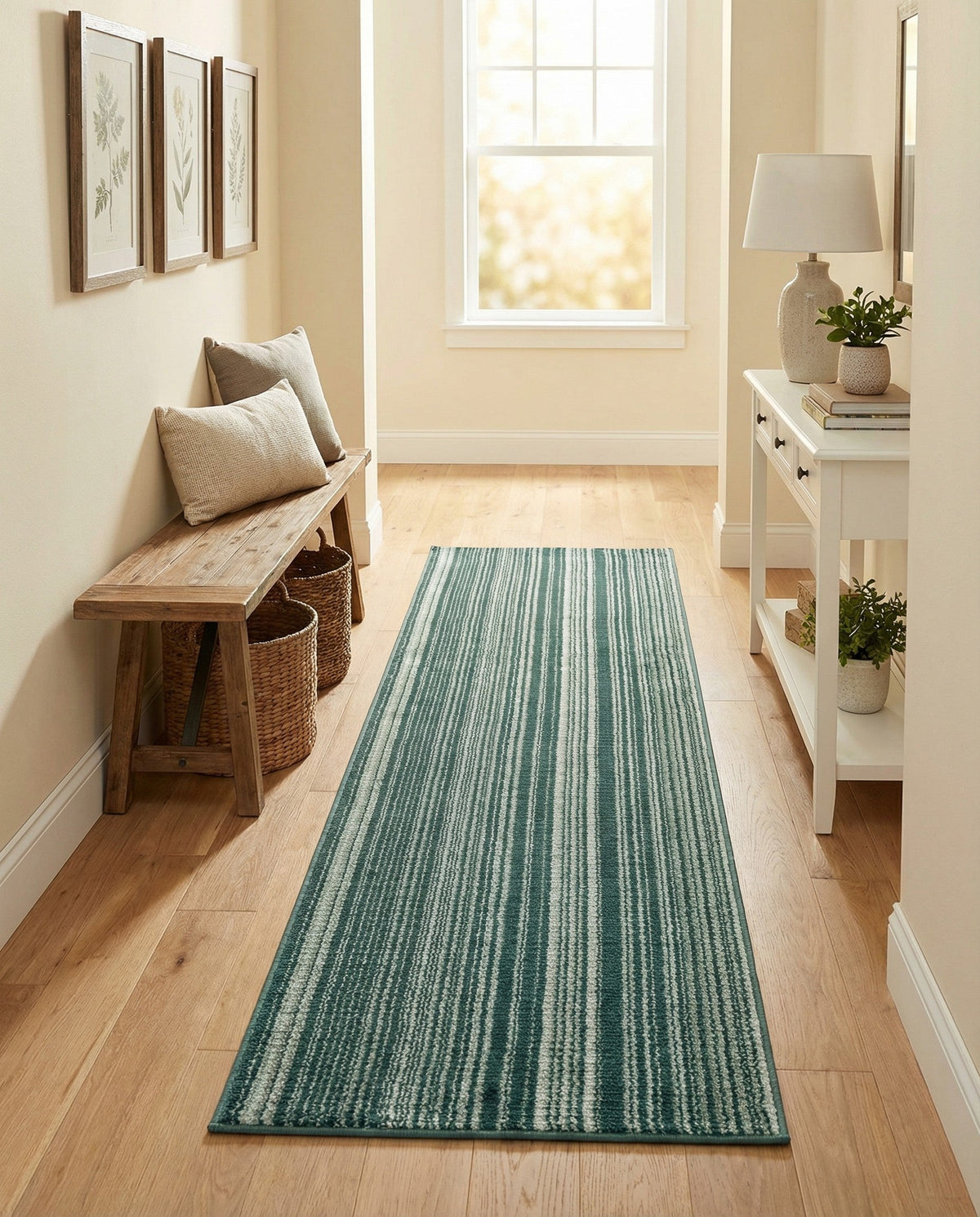 Jewel Oasis Collection Area Rug - Sapphire (Green) Runner Green  lifestyle 125