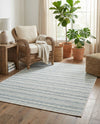 Seaside Stripes Collection Area Rug -  Boardwalk (Teal) Rectangle Teal  lifestyle 39