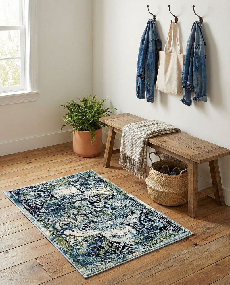 Chateau Elegance Collection Area Rug -  Riviera Rectangle Blue  lifestyle 49