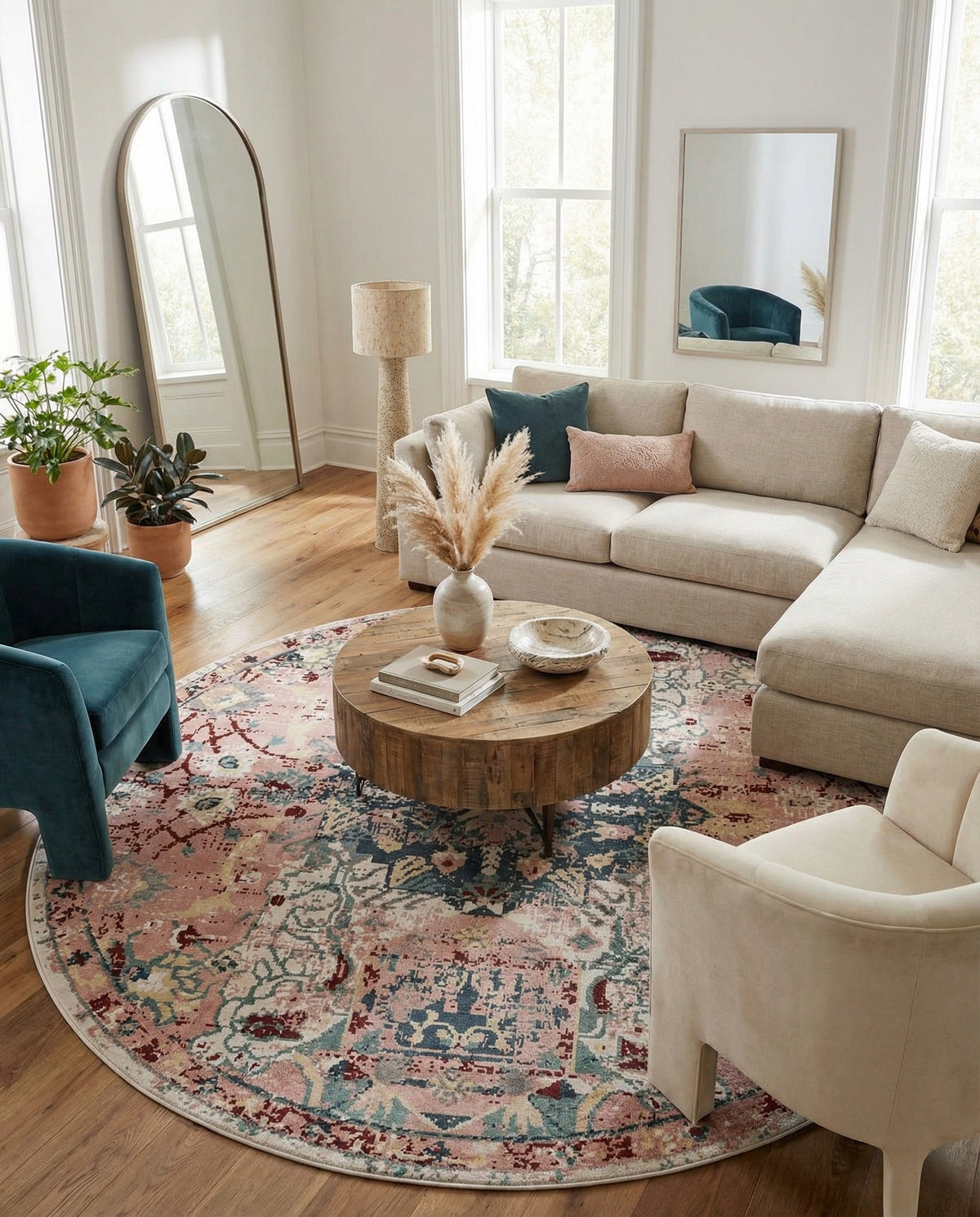 Savannah Elegance Collection Area Rug -  Azalea Round Pink  lifestyle 155