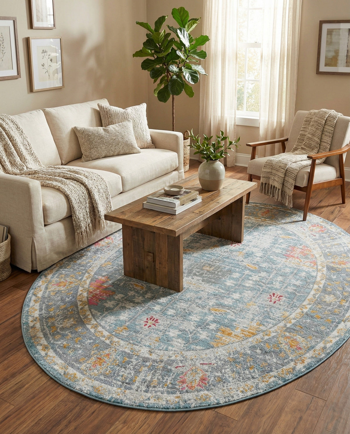 Arcadia Rugs Collection Area Rug -  Olympus Oval Blue  lifestyle 140