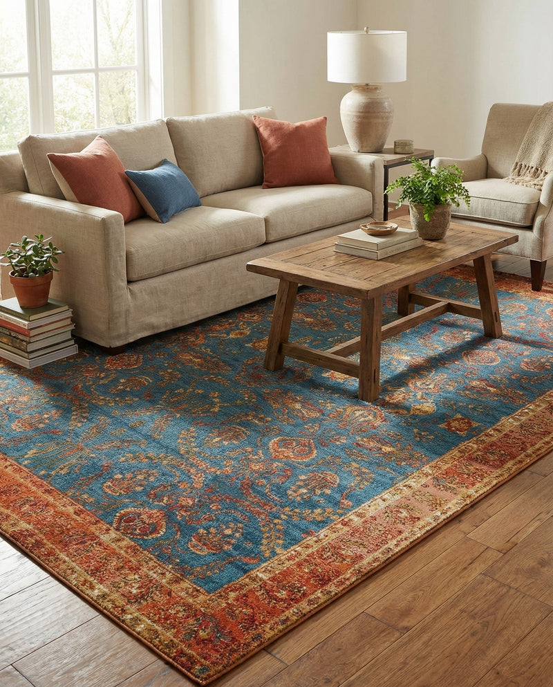 Patio Heritage Collection Area Rug -  Pavilion Rectangle Navy Blue  lifestyle 18