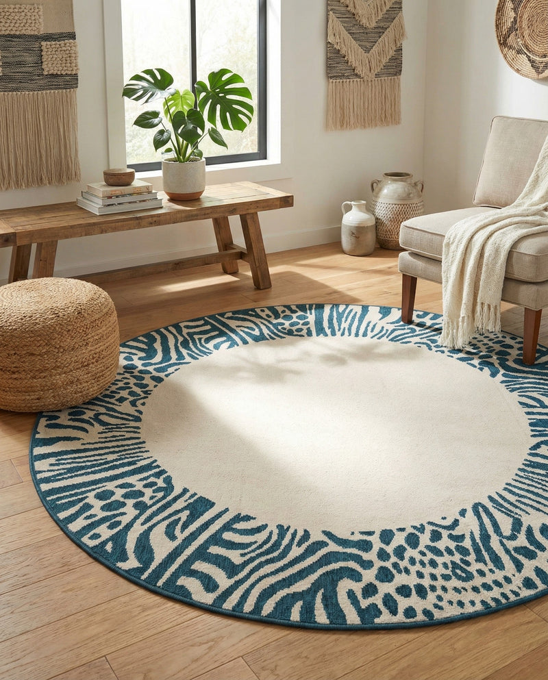 Savannah Escape Collection Area Rug - Serengeti Round Ivory  lifestyle 61