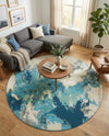 Urban Terrace Collection Area Rug -  Gazebo Round Blue and Ivory  lifestyle 73