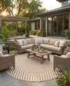 Urban Terrace Collection Area Rug -  Astoria (Taupe) Round Taupe  lifestyle 50