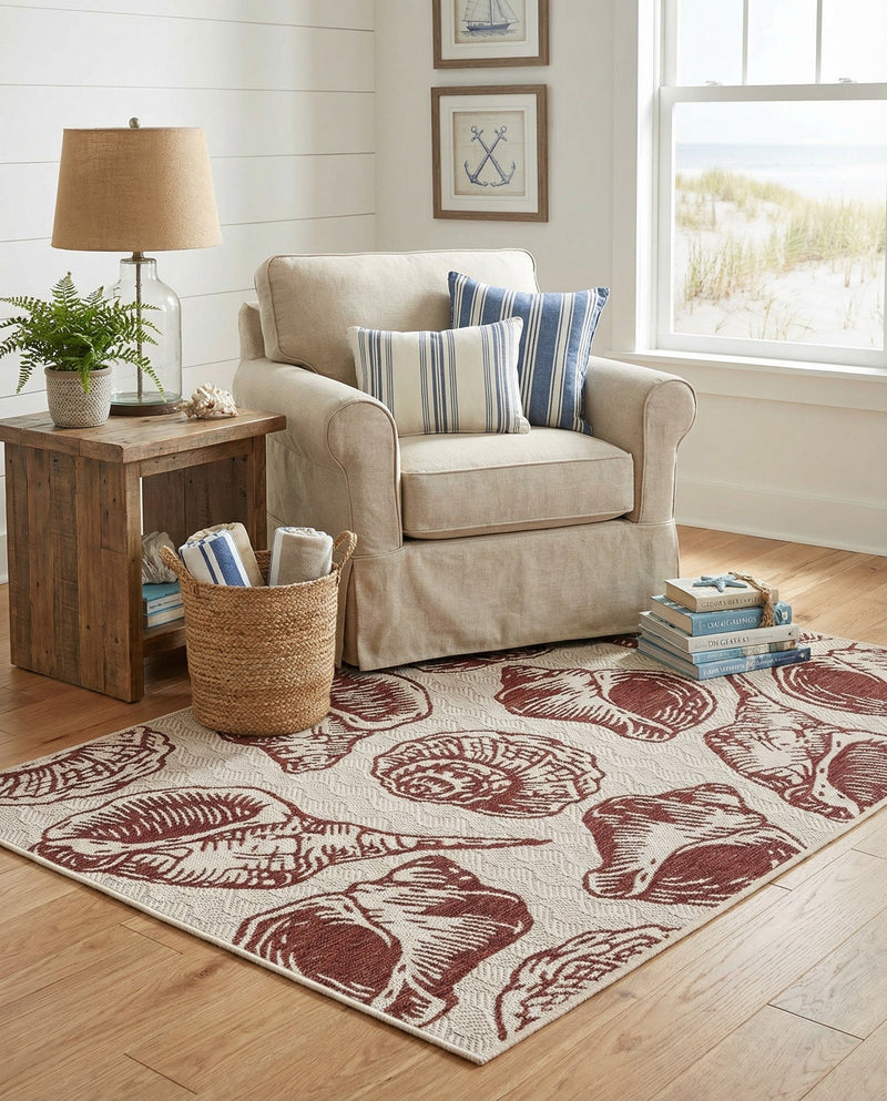 Seaside Haven Rugs Collection Area Rug -  Lighthouse (Ivory Rust Red) Rectangle Ivory Rust Red  lifestyle 21