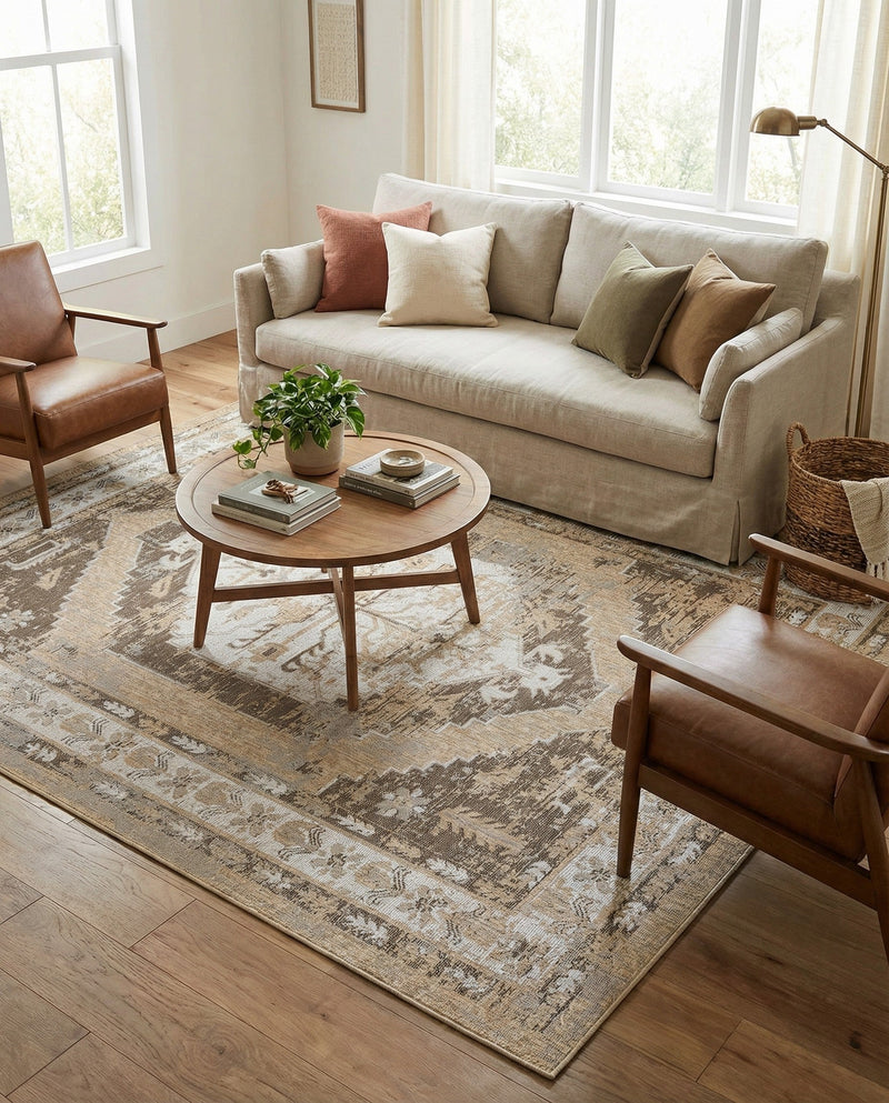 Patio Heritage Collection Area Rug -  Augusta (Natural) Rectangle Natural  lifestyle 9