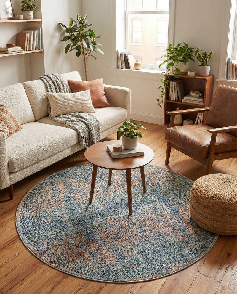 Coastal Haven Collection Area Rug -  Oceania Round Multi  lifestyle 72