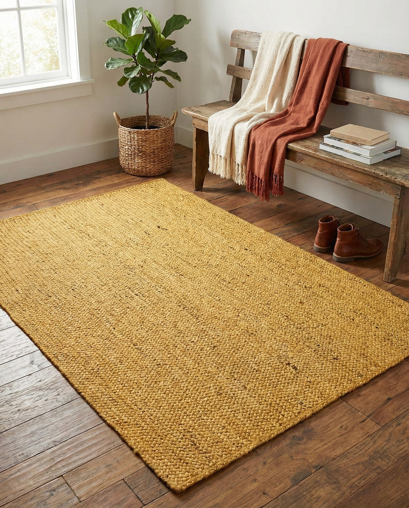 Woven Seaside Jute Collection Area Rug - Savannah (Yellow) Rectangle Yellow  lifestyle 16