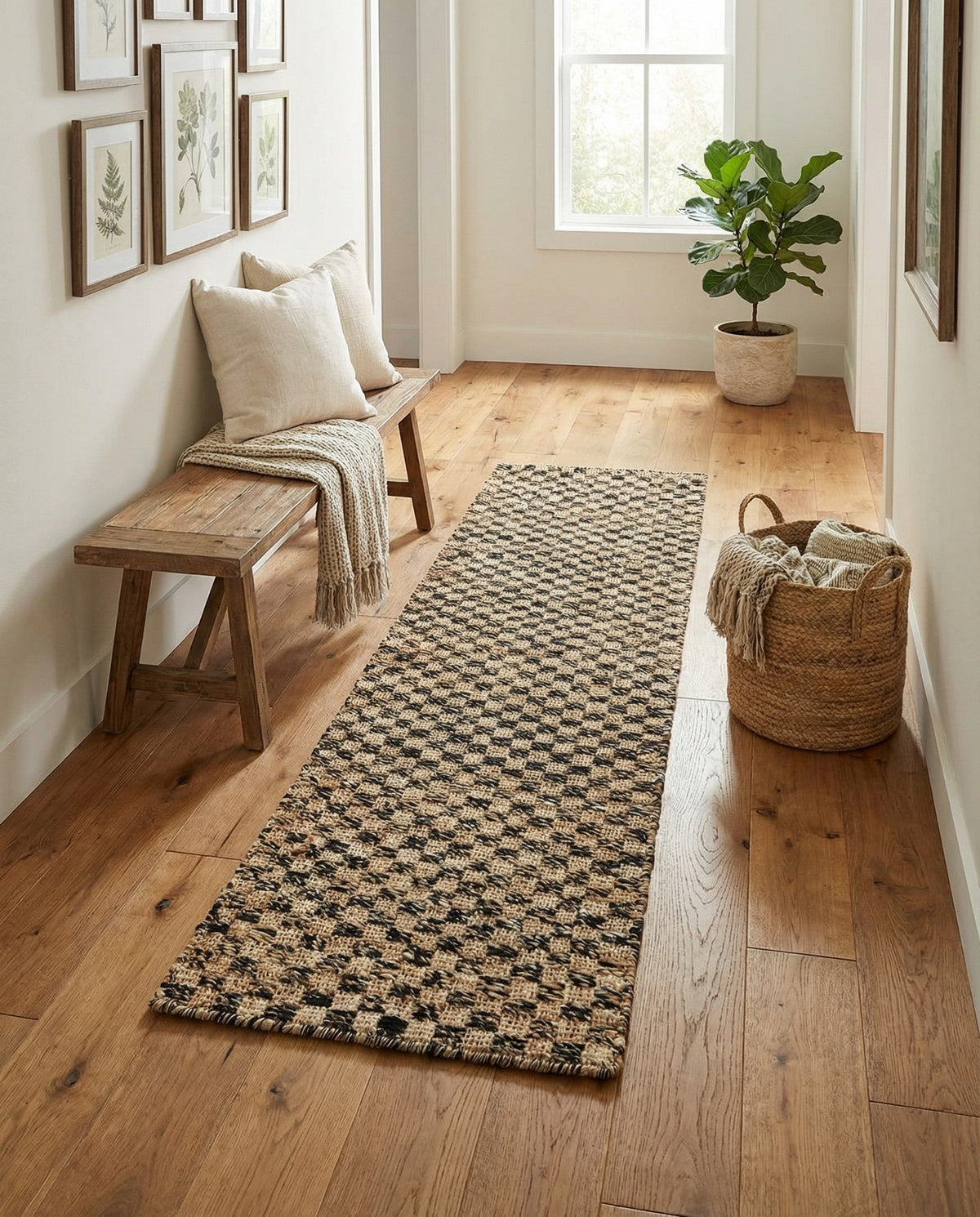 Plaid Savannah Collection Area Rug - Charleston Runner Black and Natural  lifestyle 35