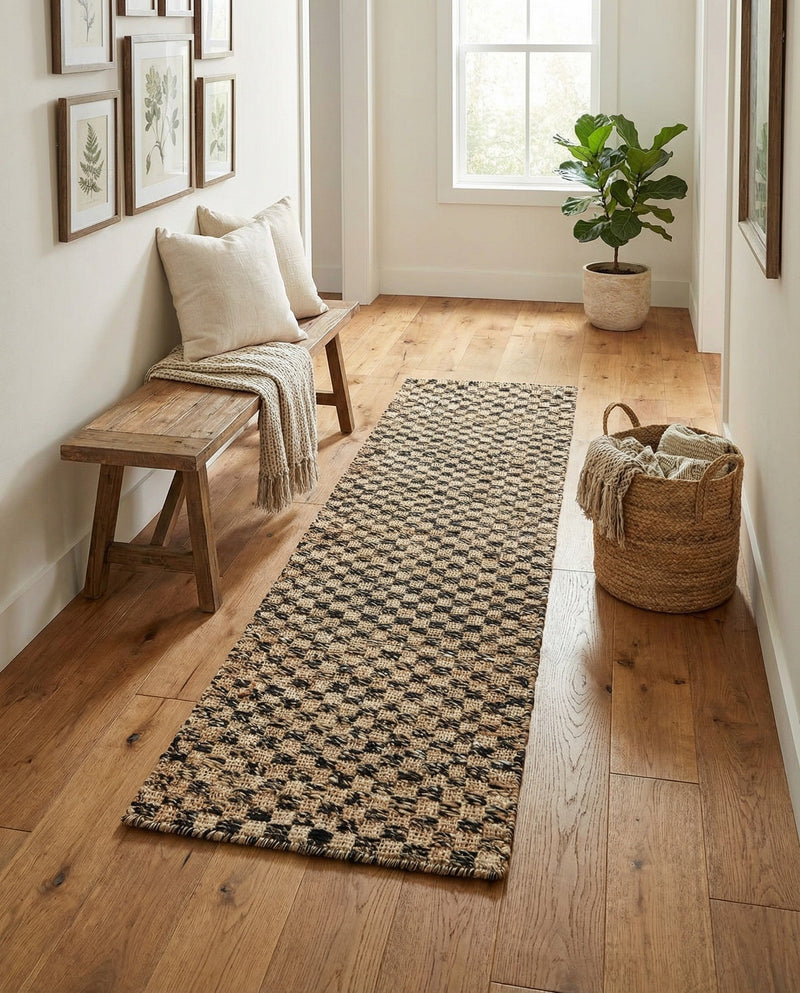 Plaid Savannah Collection Area Rug - Charleston Runner Black and Natural  lifestyle 35
