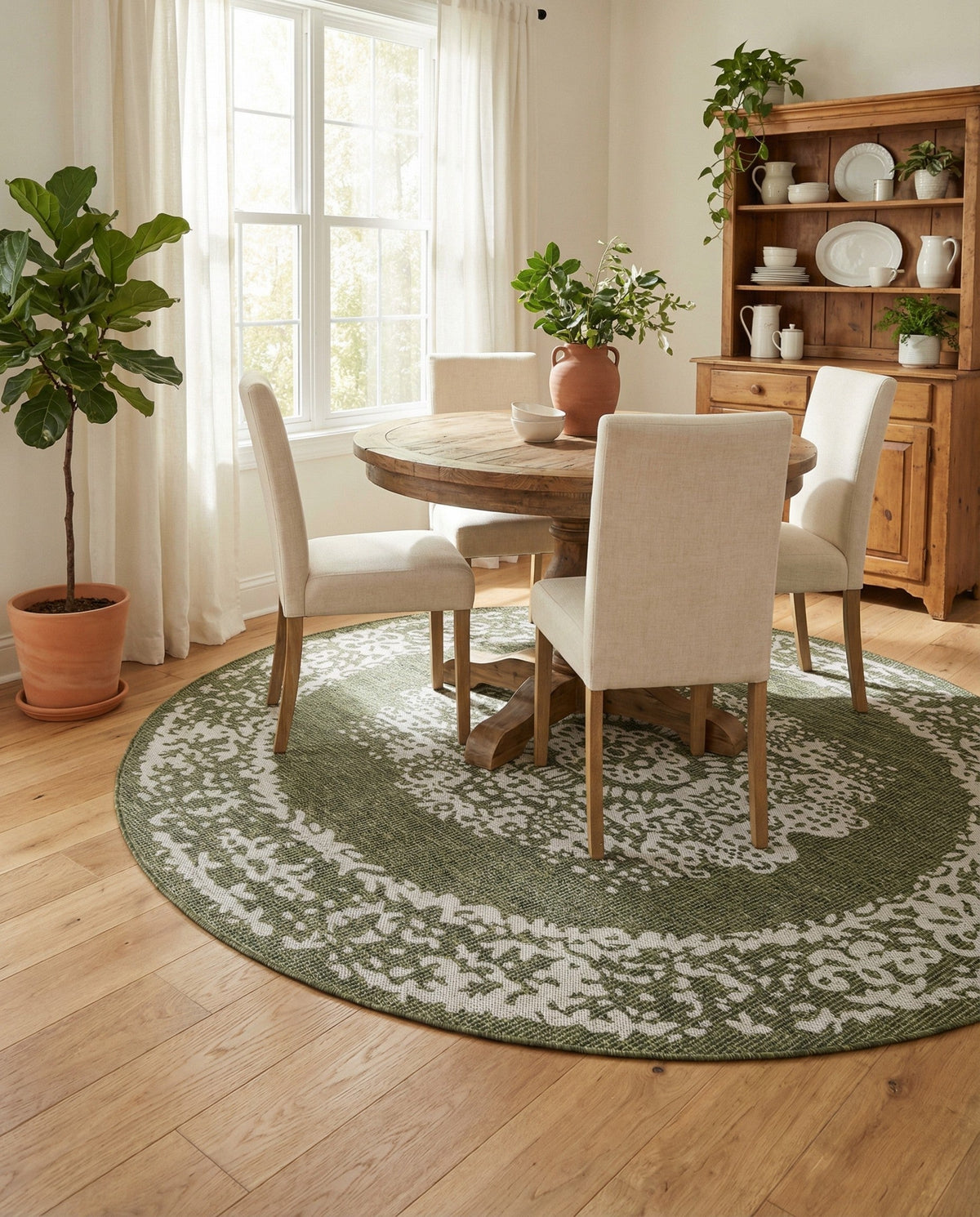 Patio Heritage Collection Area Rug - Savannah (Green) Round Green  lifestyle 86