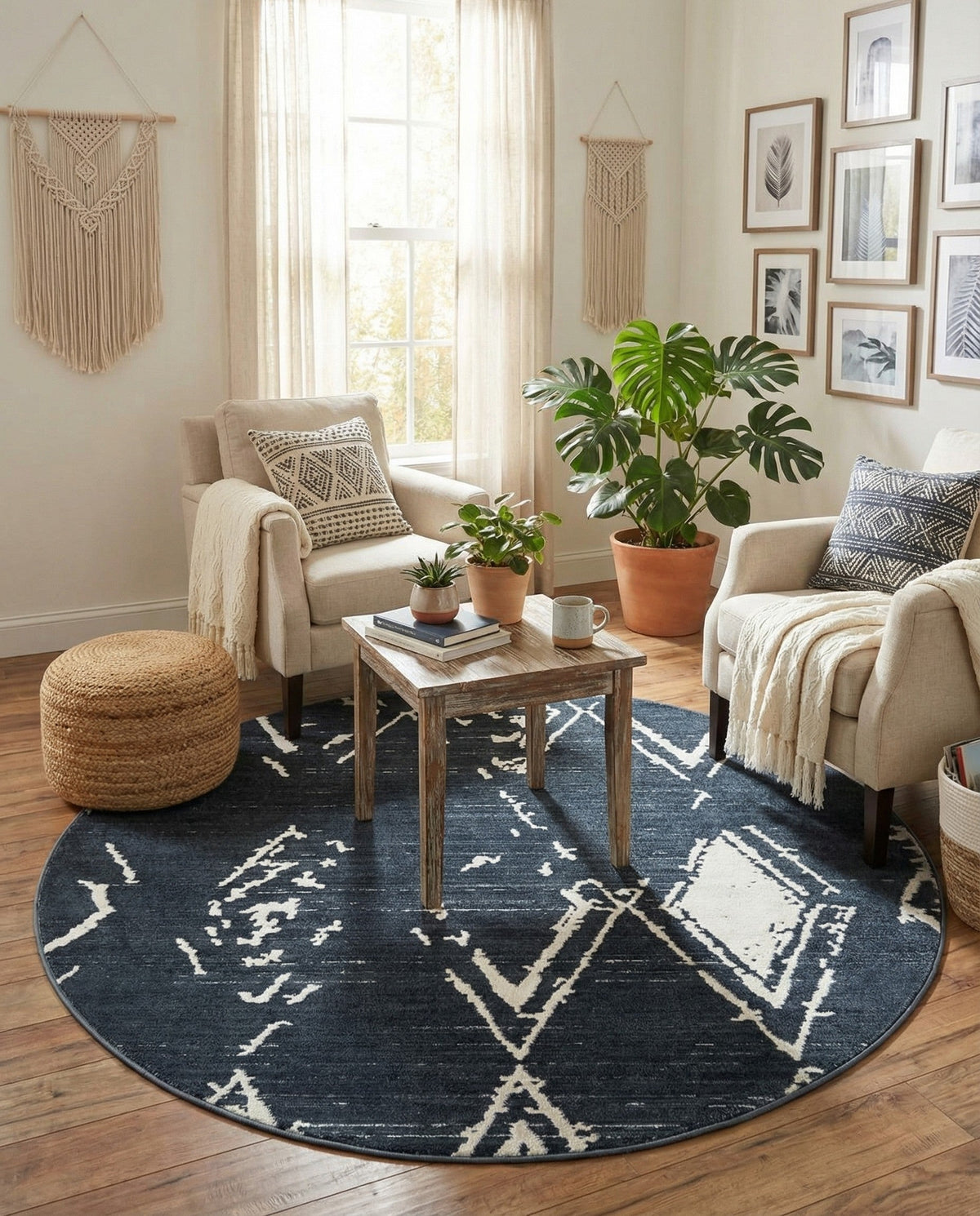 Metro Heights Collection Area Rug -  Madison Round Navy Blue  lifestyle 132