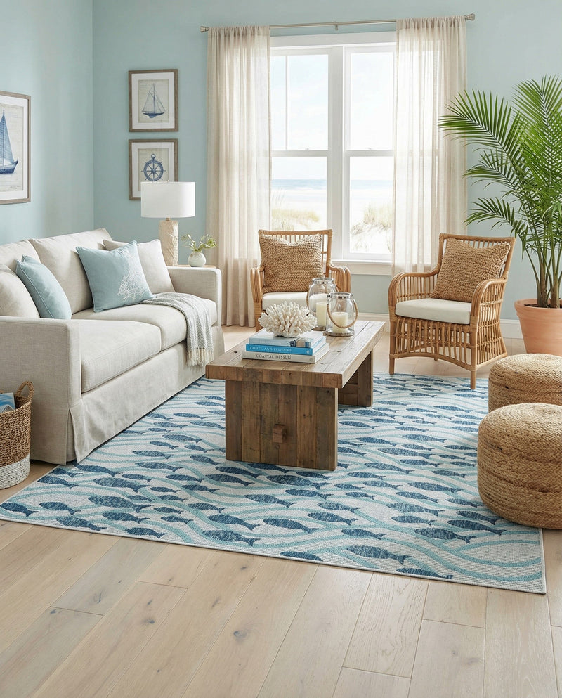 Seaside Haven Rugs Collection Area Rug -  Harbor Rectangle Blue  lifestyle 32