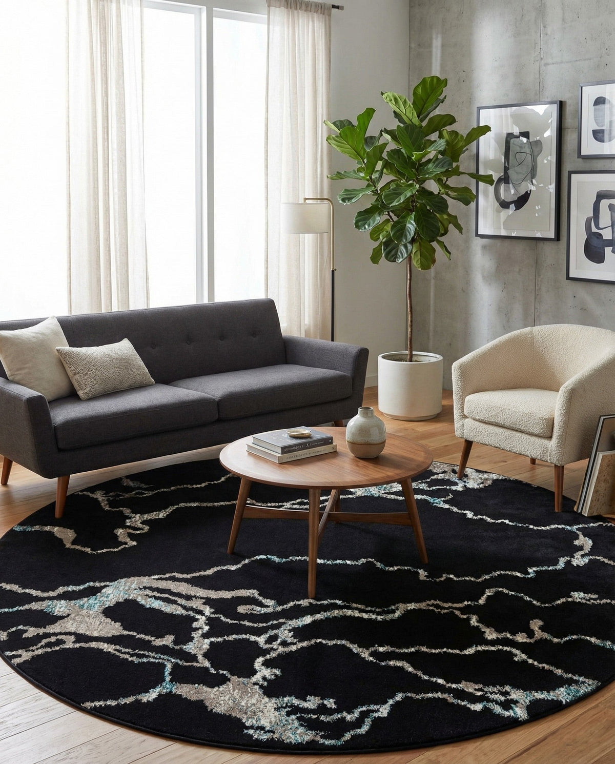 Brighton Terrace Collection Area Rug -  Aldrington Round Navy Blue  lifestyle 143