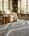 Marrakech Mosaic Collection Area Rug -  Medina Rectangle Black and White  lifestyle 12