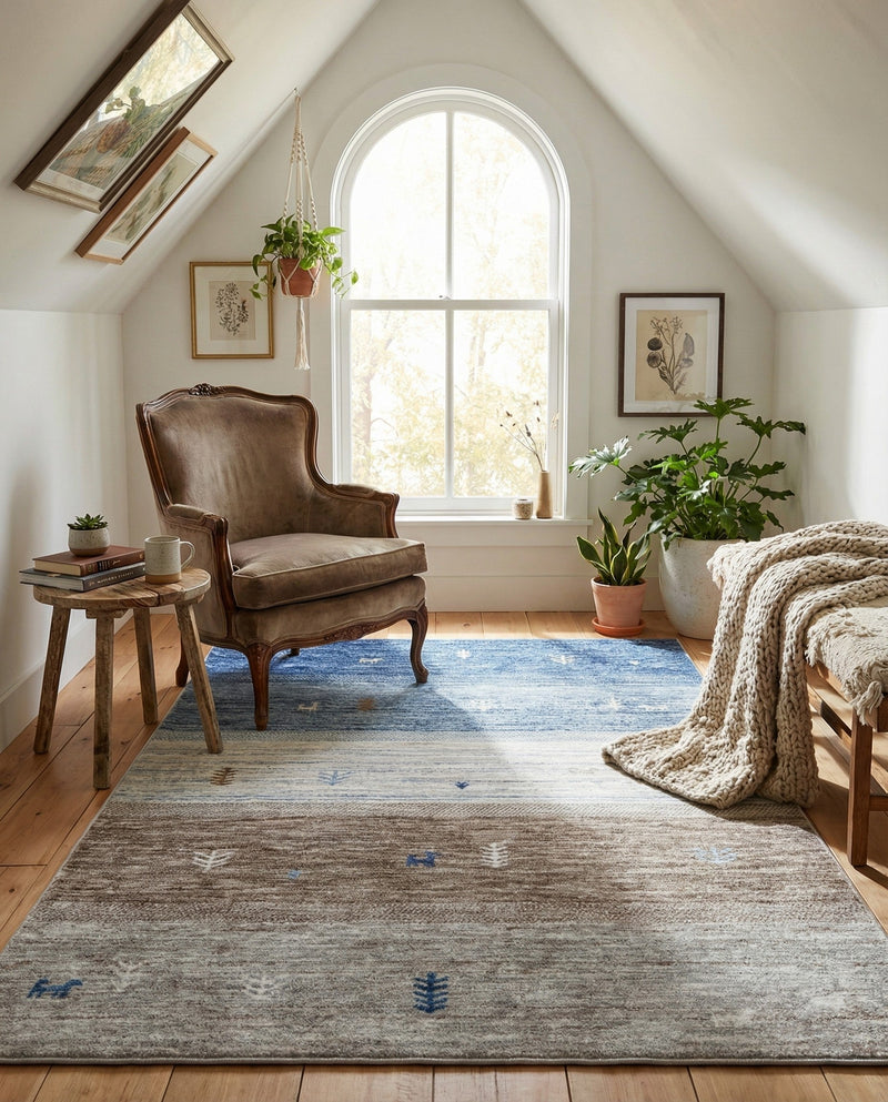 Zagros Shades Collection Area Rug -  Sisakht Rectangle Blue Gray  lifestyle 10