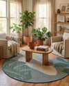 Coastal Terrace Collection Area Rug -  Boardwalk Round Blue  lifestyle 68