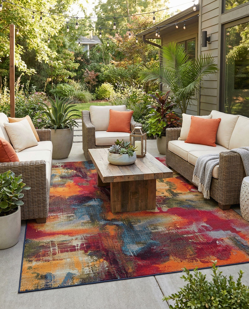Urban Terrace Collection Area Rug -  Atrium Rectangle Multi  lifestyle 44
