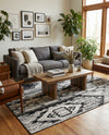 Cascade Range Collection Area Rug - Hood (Black and White) Rectangle Black and White  lifestyle 17