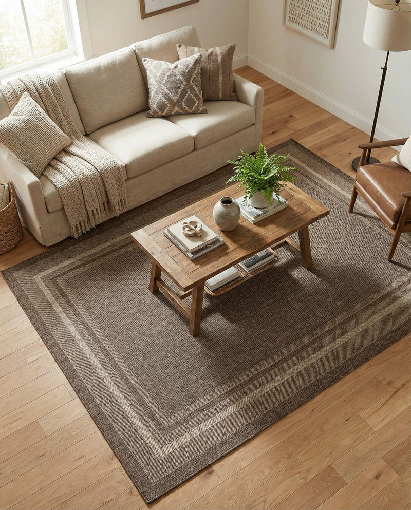 Terrace Fringe Collection Area Rug - Veranda (Brown) Rectangle Brown  lifestyle 16