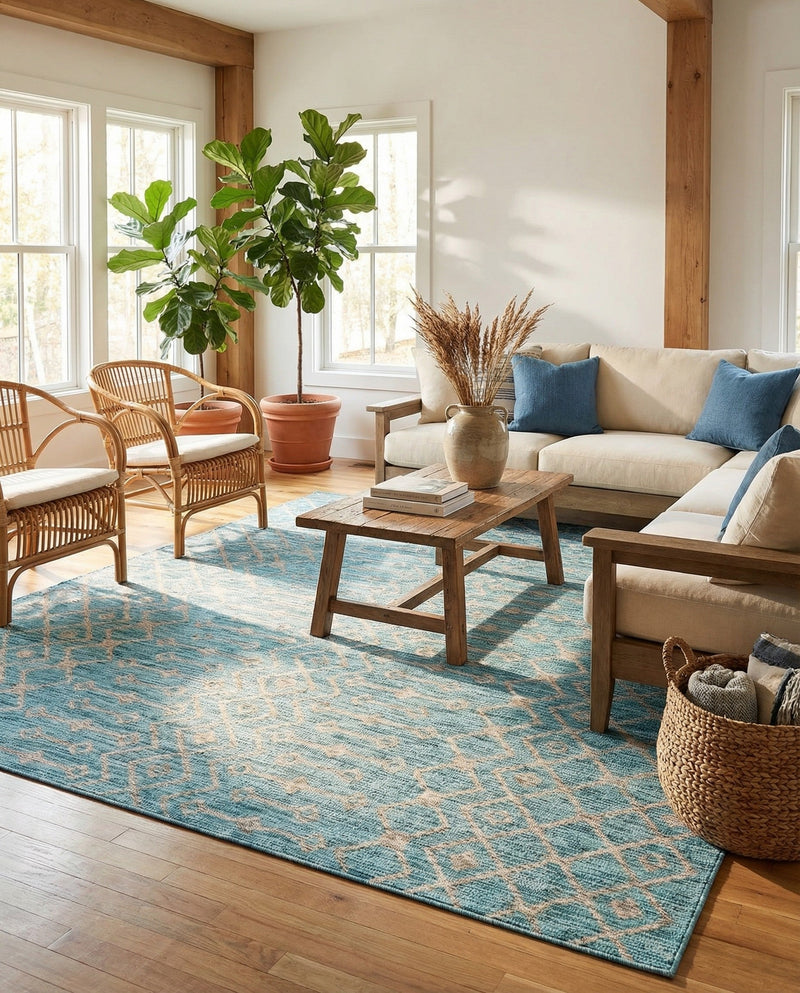 Savannah Pergola Collection Area Rug -  Pergola (Aqua) Rectangle Aqua  lifestyle 15