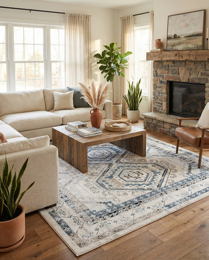 Savannah Elegance Collection Area Rug -  Tybee (Gray Blue) Rectangle Gray Blue  lifestyle 30
