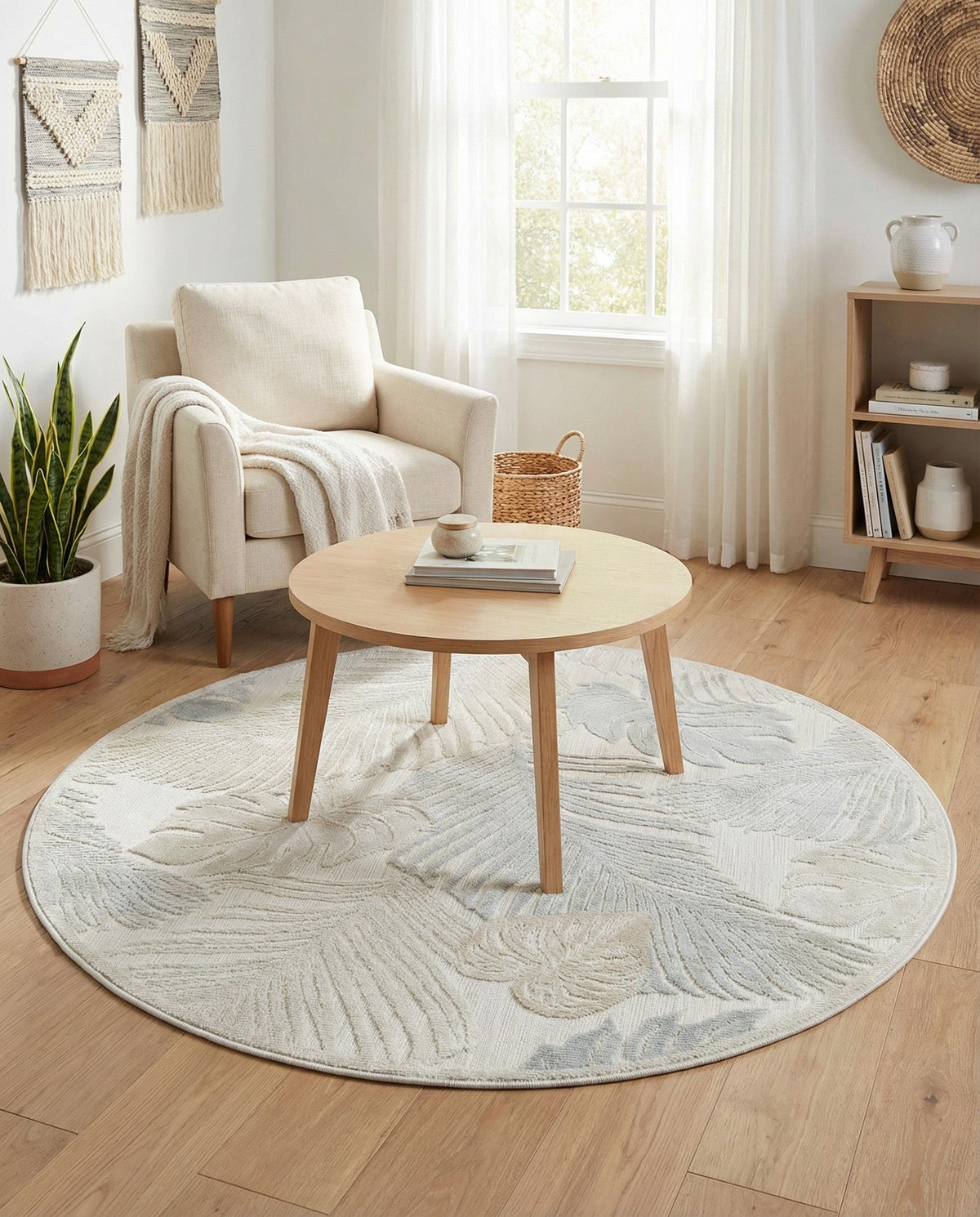 Seaside Blooms Collection Area Rug -  Tranquil Round Gray  lifestyle 82