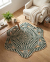 Woven Seaside Jute Collection Area Rug - Nantucket Round Green and White  lifestyle 61