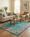 Casablanca Tapestry Collection Area Rug -  Marrakech (Arctic Aqua Blue) Rectangle Arctic Aqua Blue  lifestyle 8