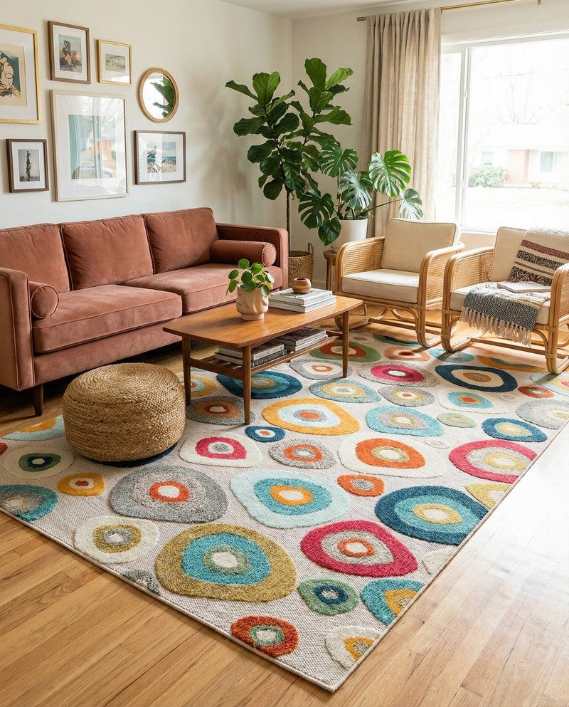 Outdoor Marrakesh Collection Area Rug -  Chefchaouen Rectangle Multi Beige  lifestyle 52