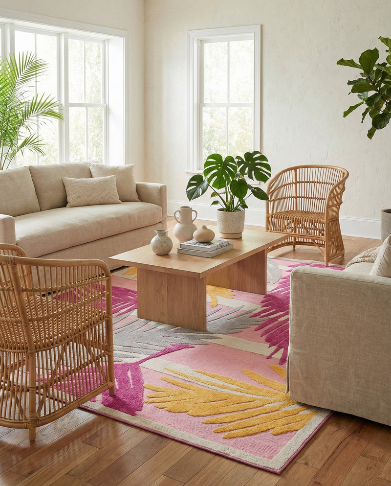 Bahama Breeze Outdoor Collection Area Rug -  CatCay Rectangle Pink  lifestyle 17