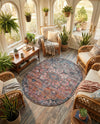 Vintage Memories Collection Area Rug -  Hindsight Oval Multi  lifestyle 54