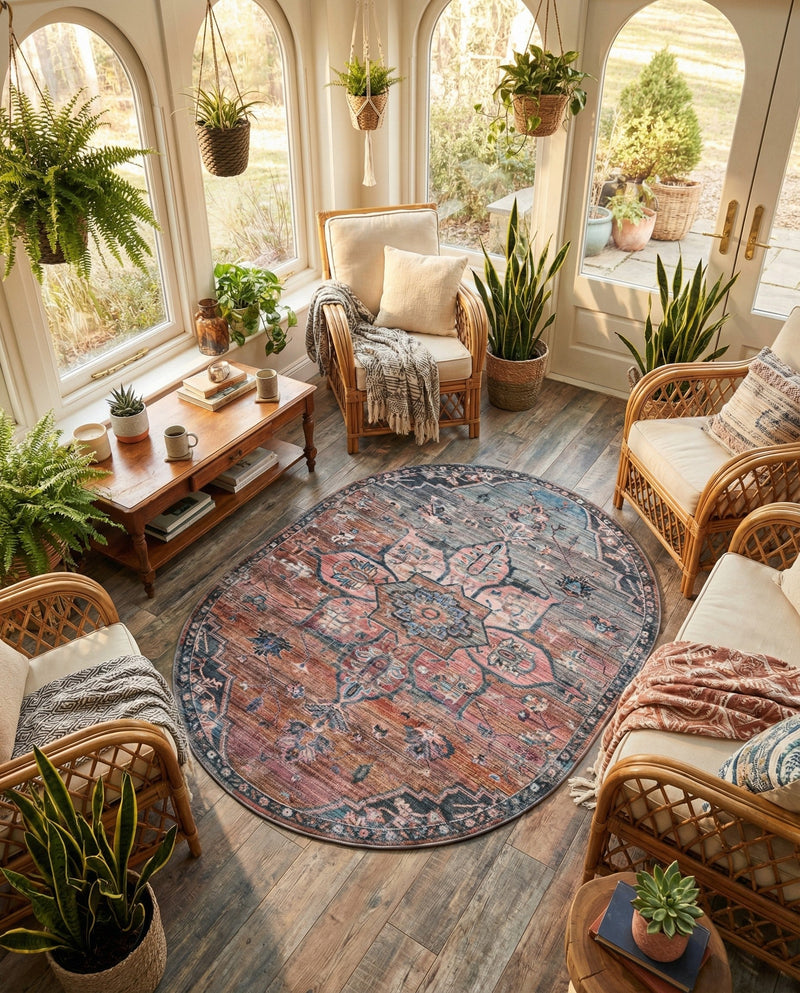 Vintage Memories Collection Area Rug -  Hindsight Oval Multi  lifestyle 54