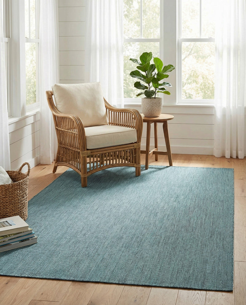 Seaside Serenity Collection Area Rug - Veranda (Teal) Rectangle Teal  lifestyle 6