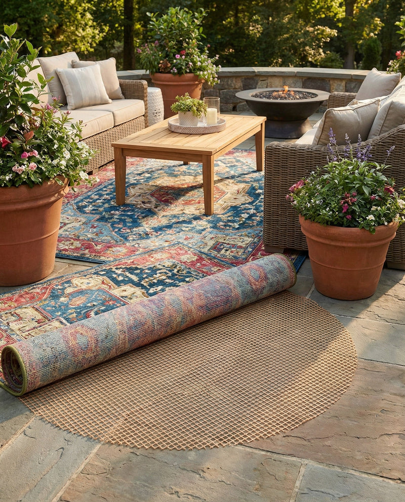 All-Weather Floor Shield Collection Rug Pad - Terracotta Round Brown  lifestyle 43