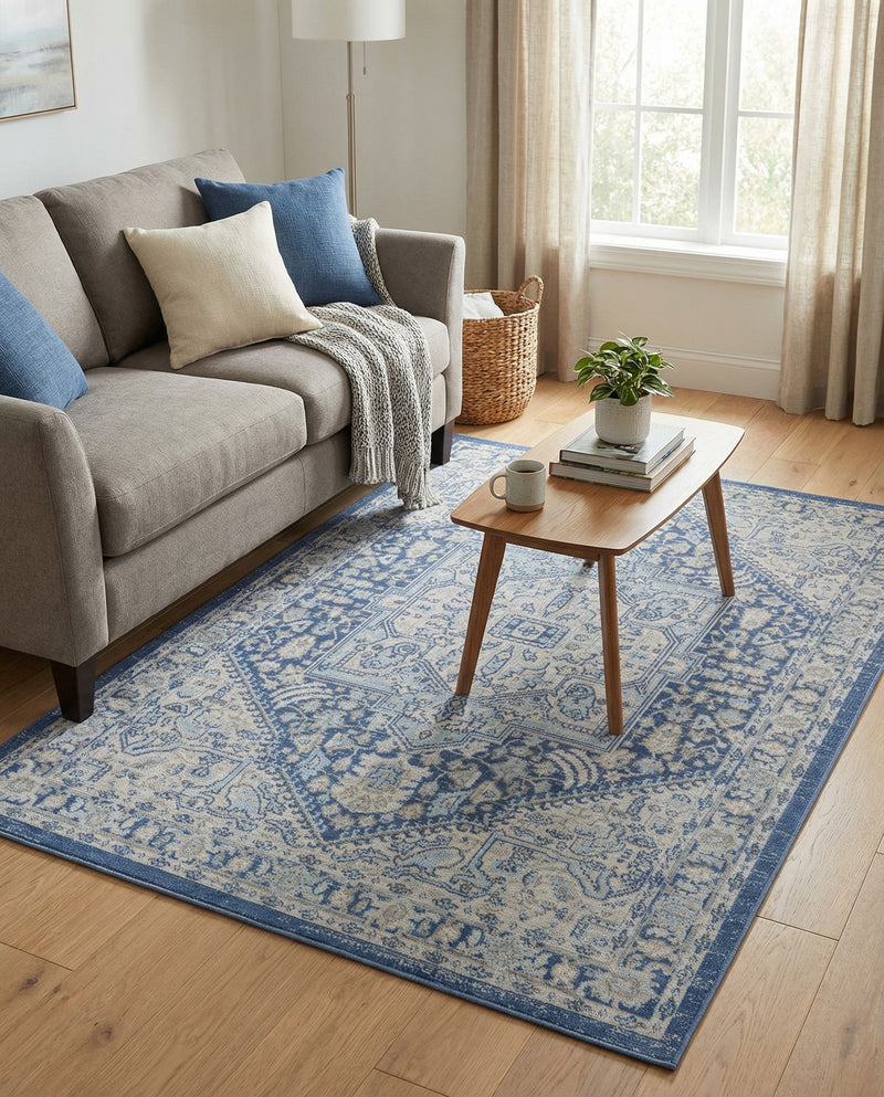 Savannah Series Collection Area Rug - Charleston (French Blue) Rectangle French Blue  lifestyle 18