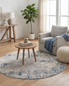 Aegean Elegance Collection Area Rug -  Milos Round Gray Blue  lifestyle 54