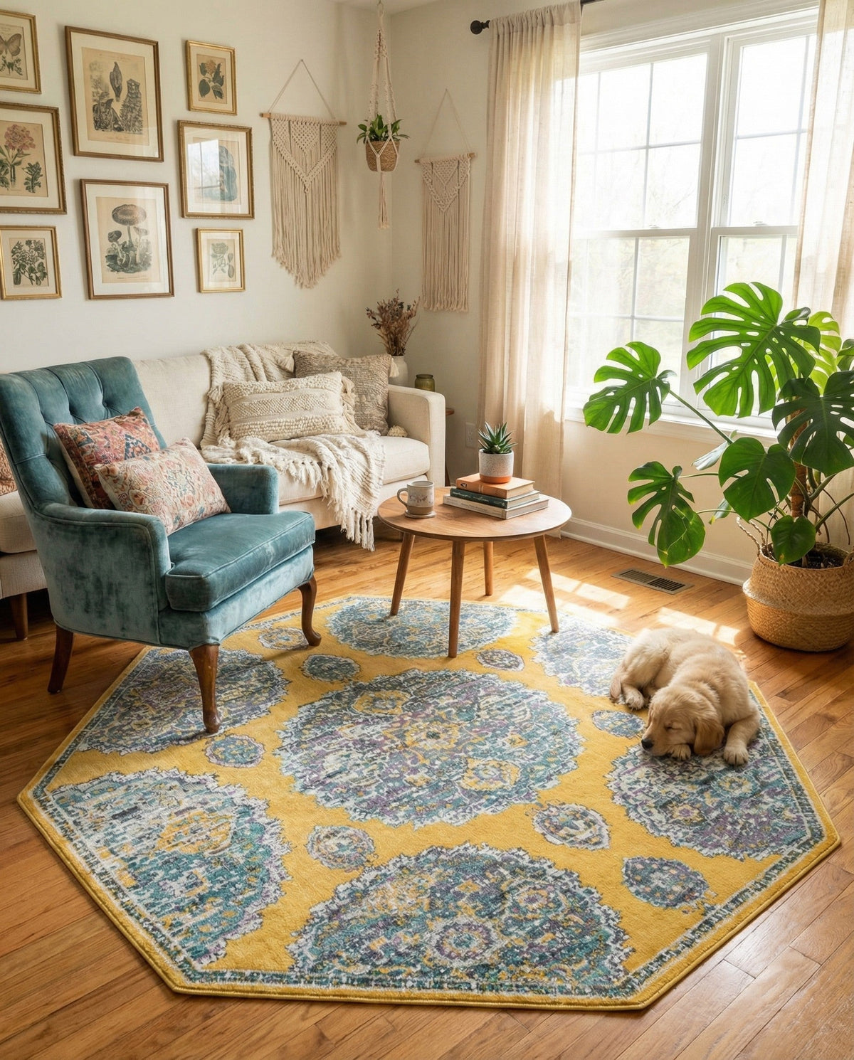 Arcadia Rugs Collection Area Rug -  Atlantis (Yellow) Octagon Yellow  lifestyle 35