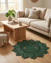 Woven Seaside Jute Collection Area Rug - Coastalhaven (Hunter Green) Round Hunter Green  lifestyle 17