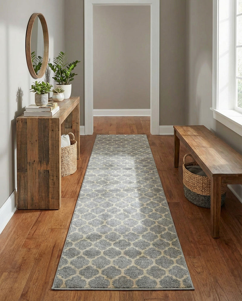 Lattice Gardens Collection Area Rug -  Bloomfield (Light Gray) Runner Light Gray  lifestyle 65