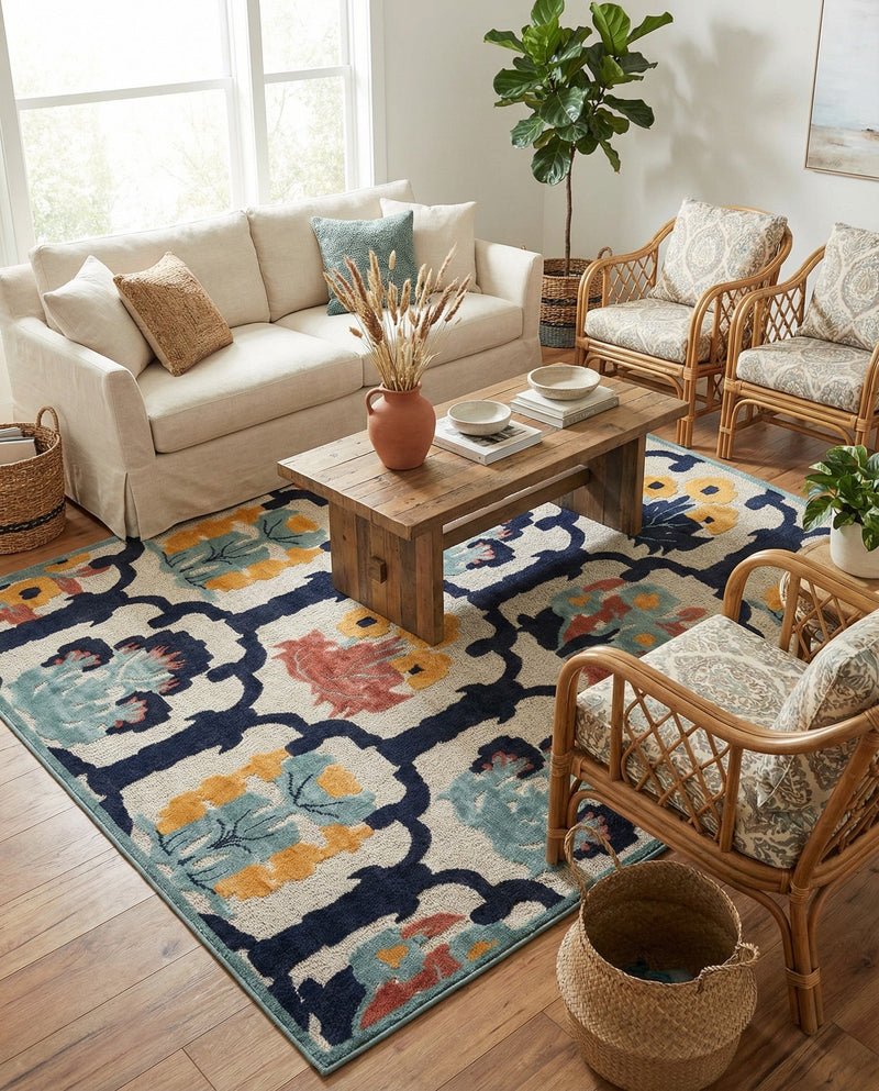 Caribbean Terrace Collection Area Rug -  Dominica Rectangle Ivory  lifestyle 20