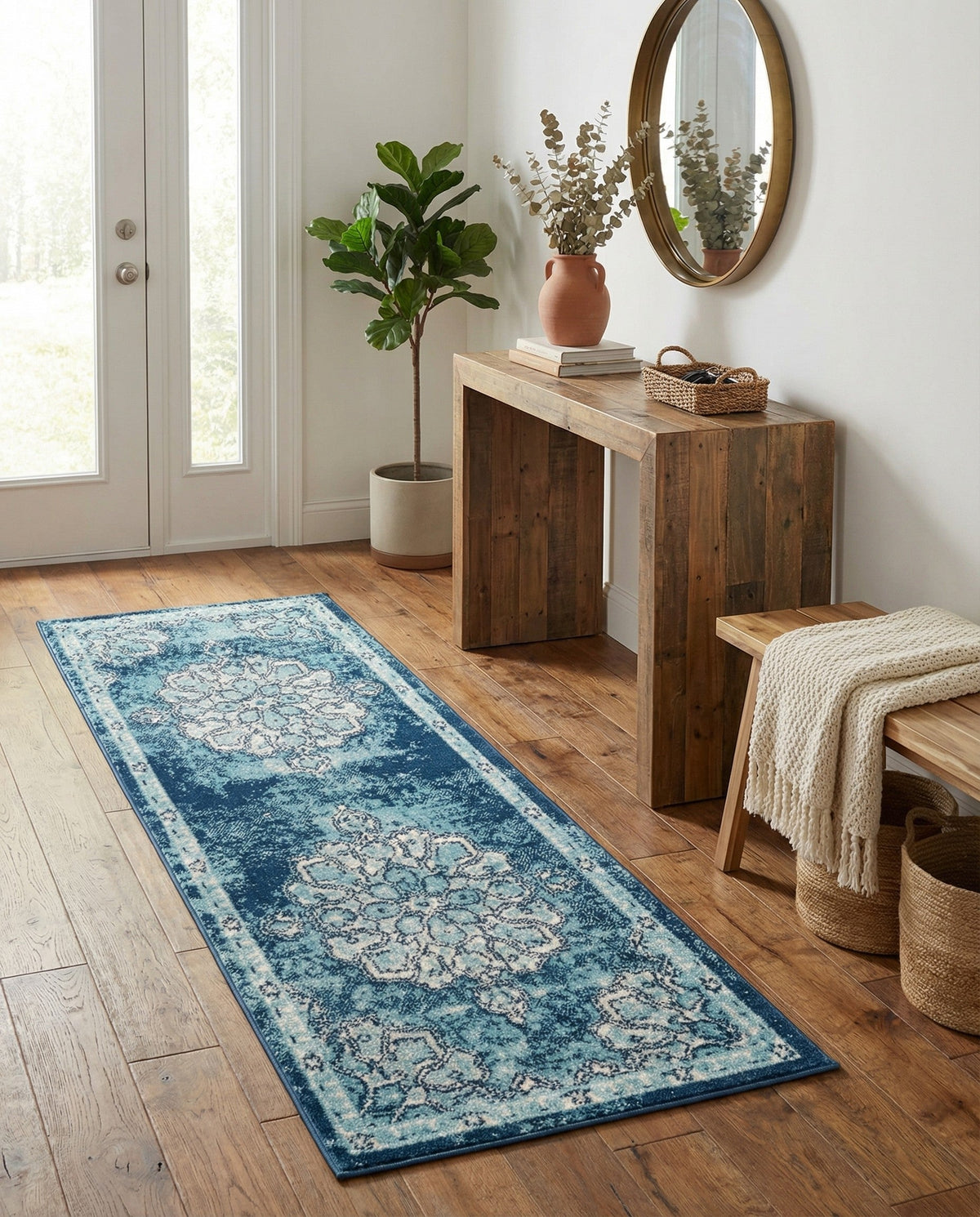 Beverly Grove Collection Area Rug - Melrose (Navy Blue) Runner Navy Blue  lifestyle 80