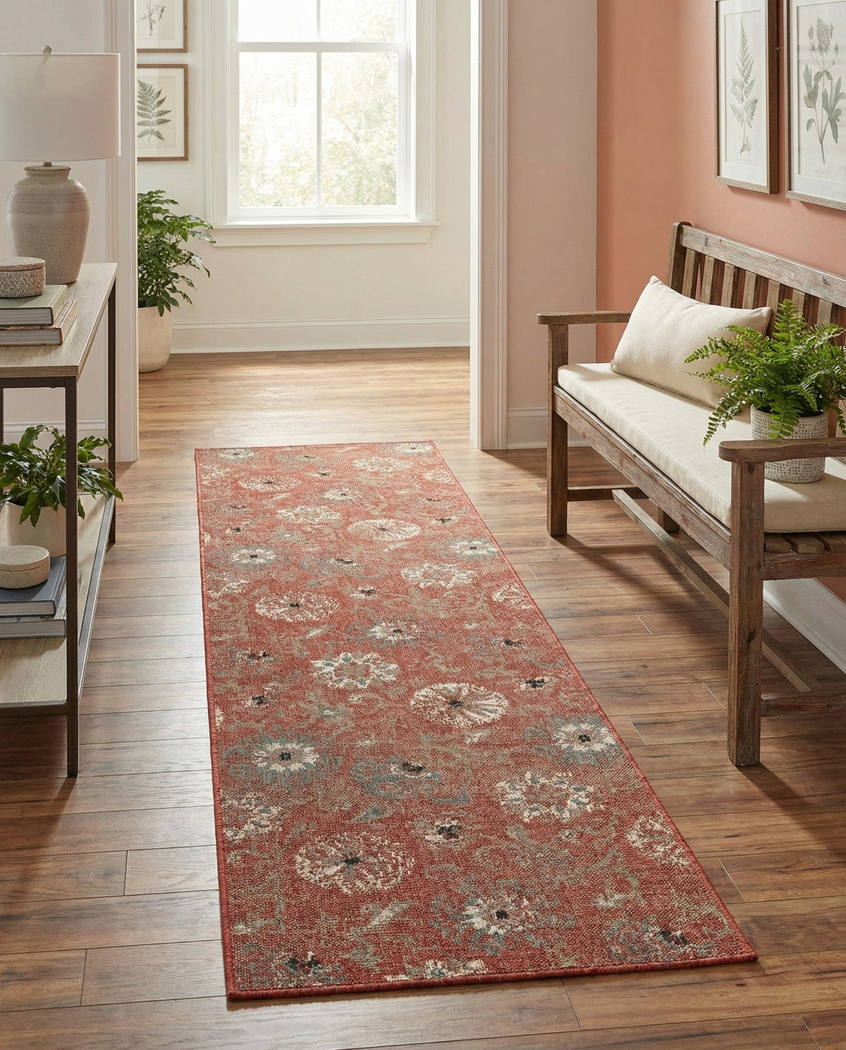 Seaside Blooms Collection Area Rug - Seychelles Runner Terracotta  lifestyle 115