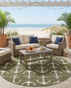 Seaside Haven Rugs Collection Area Rug - Sapphire (Green) Round Green  lifestyle 67