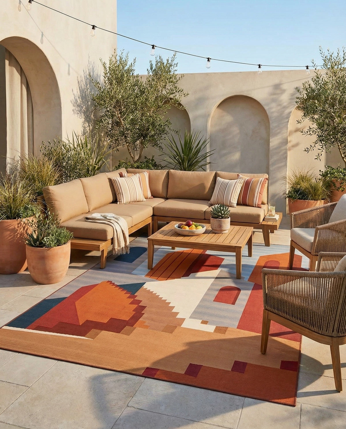 Urban Terrace Collection Area Rug -  Patio Rectangle Multi  lifestyle 15